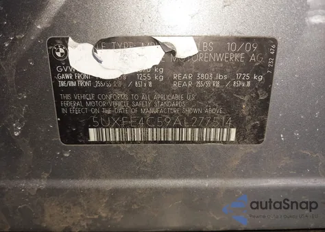 2010 BMW X5 xDrive30I z USA, uszkodzony, nr VIN 5UXFE4C59AL277514